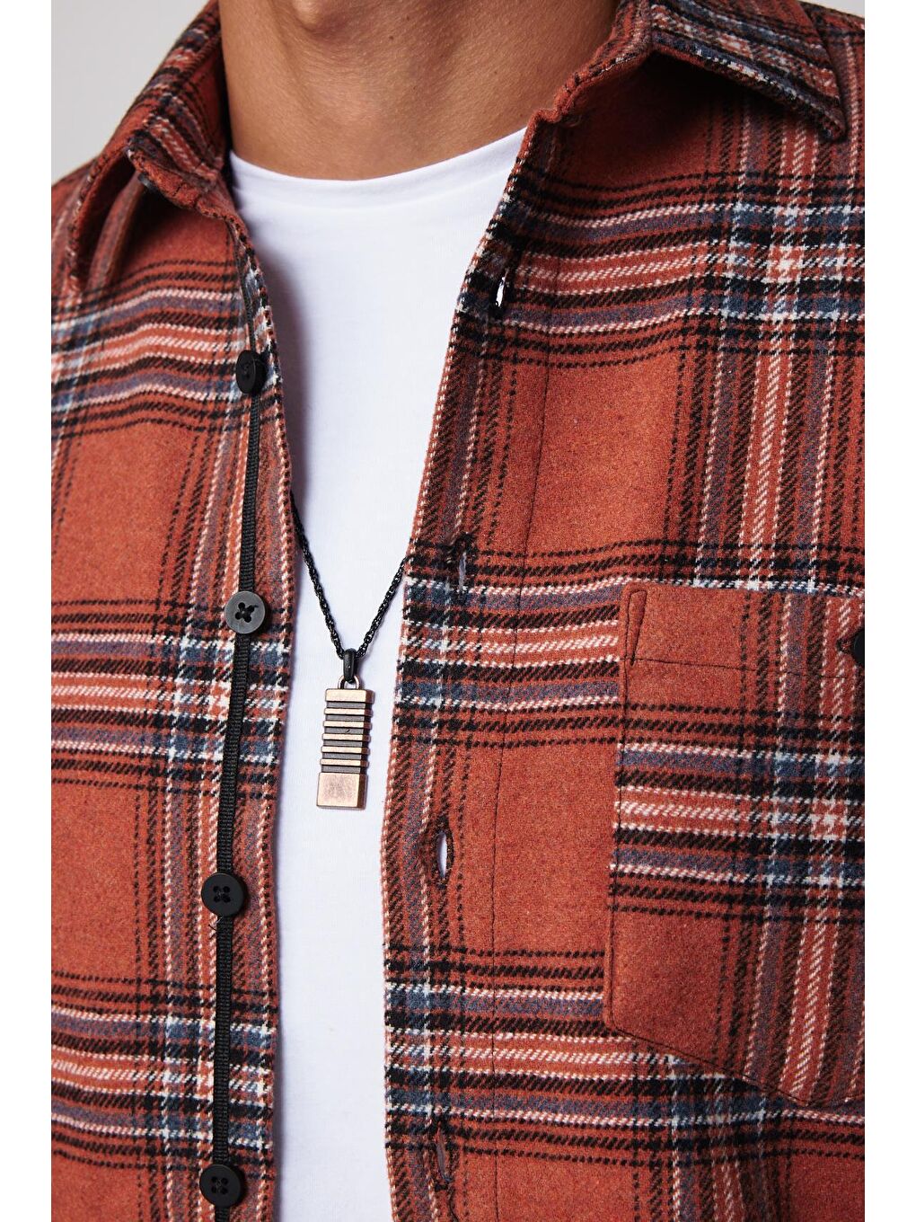 Karışık Erkek Regular Fit Klasik Kesim Tek Cepli Kareli Kışlık Oduncu Düğmeli Yaka Gömlek-3