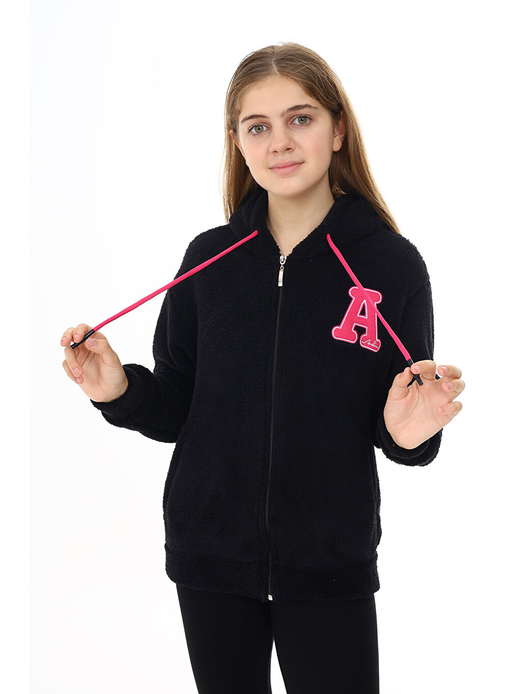 Siyah Kız Çocuk Welsoft Pelüş Ceket 7  13 Yaş Lx280