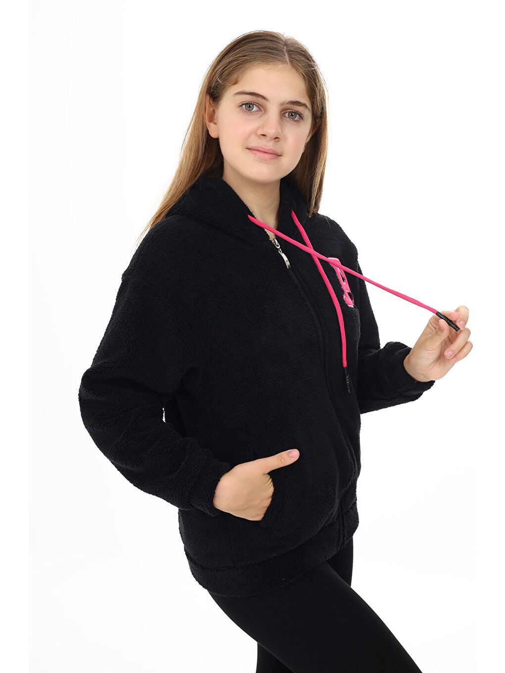 Siyah Kız Çocuk Welsoft Pelüş Ceket 7  13 Yaş Lx280-2
