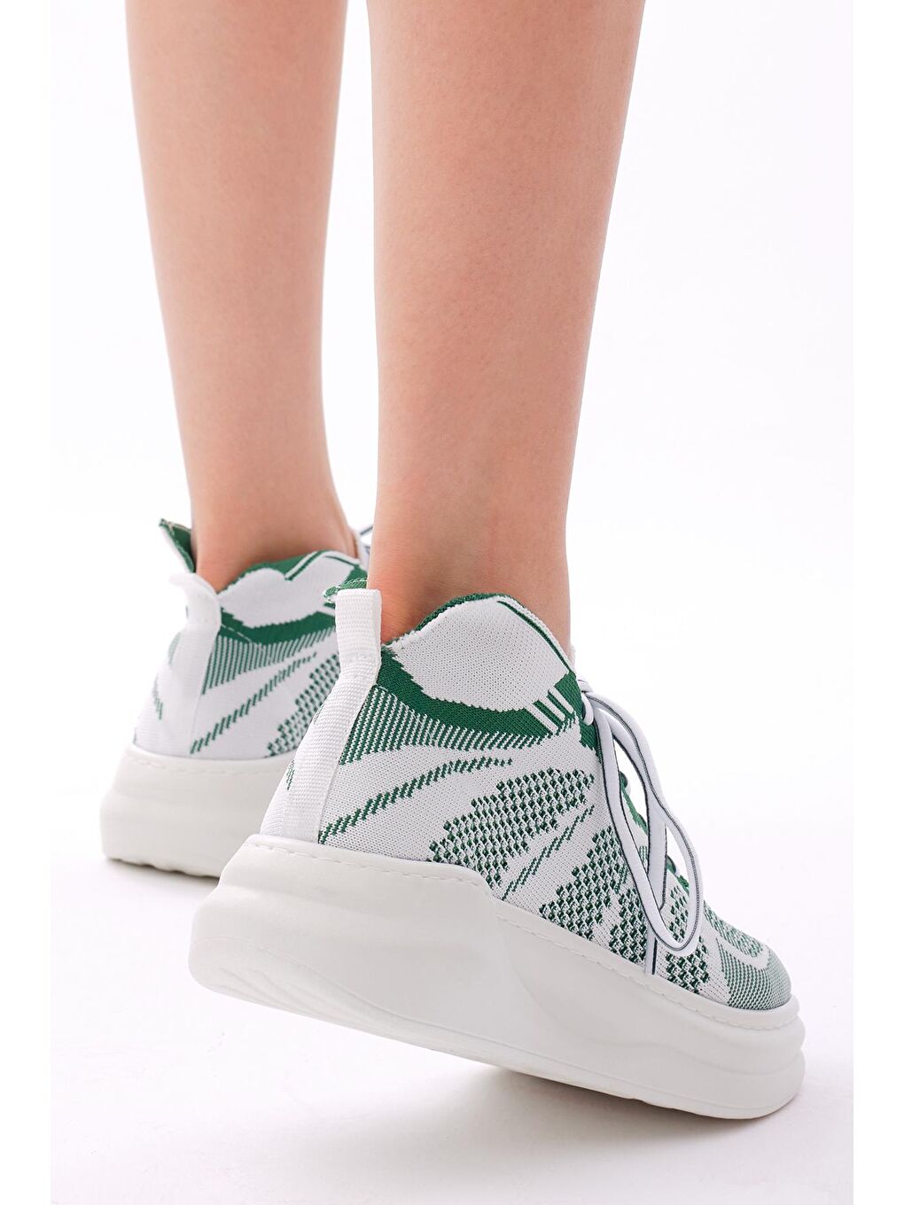 Kadın Yeşil Rahat Kalıp Bağcıklı Sneaker-2