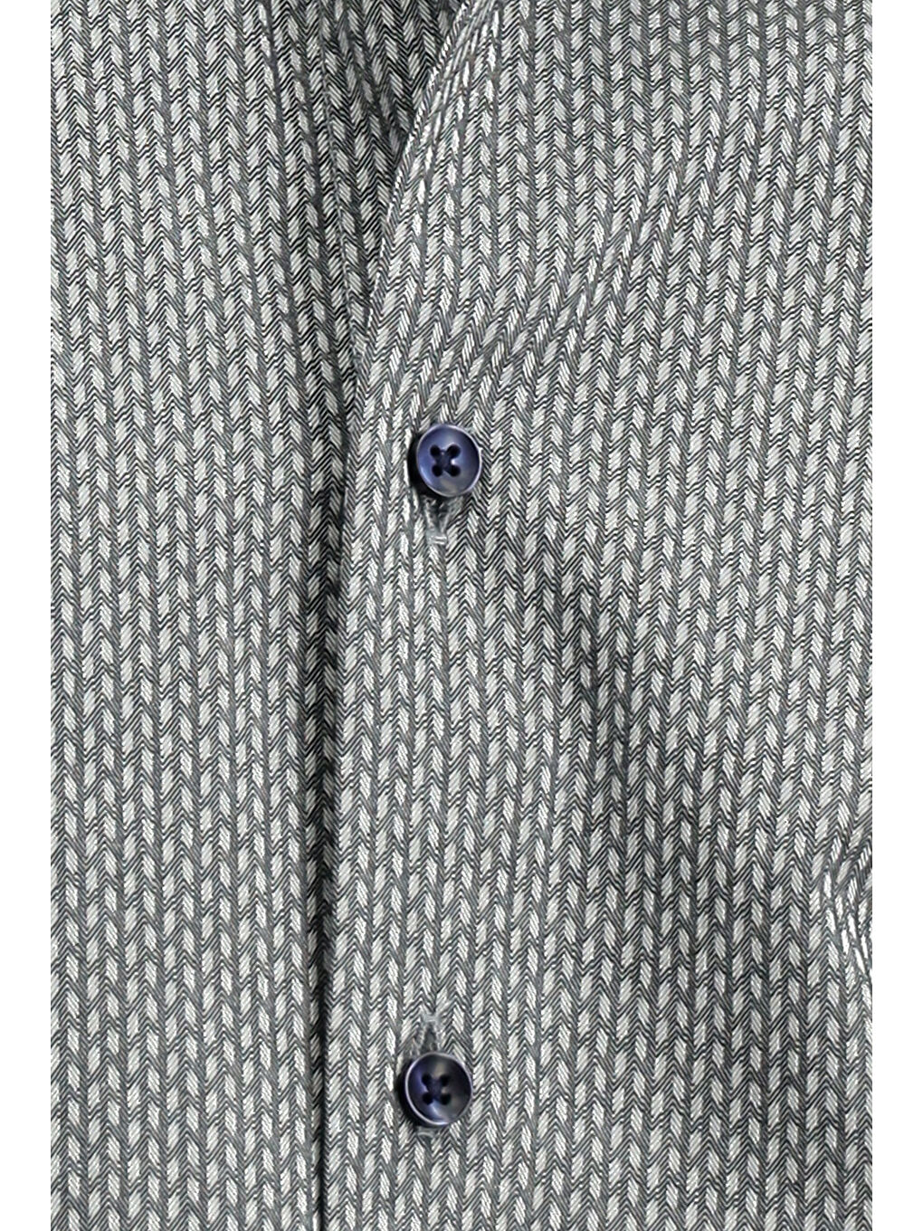 Gri Uzun Kol Slim Fit Dar Kesim Klasik Desenli Pamuk Gömlek-5