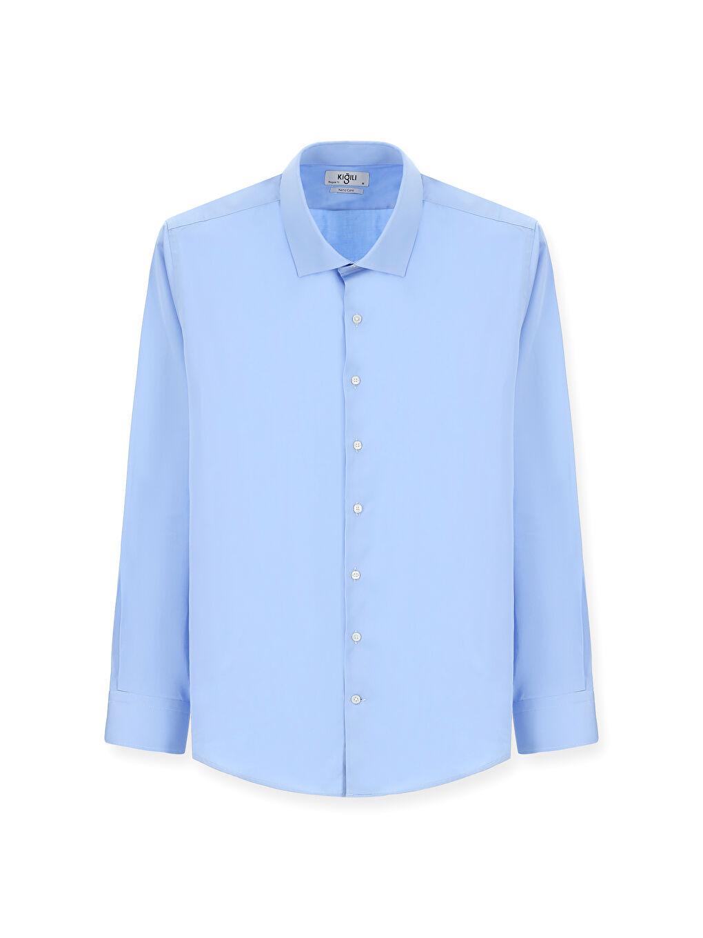 Mavi Uzun Kol Klasik Pamuk Gömlek-4