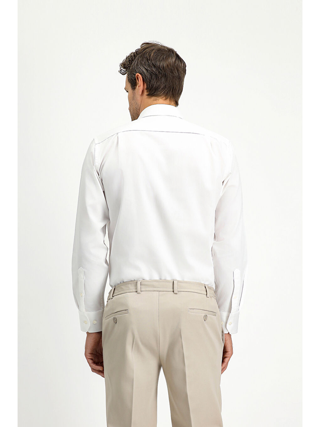 Beyaz Uzun Kol Klasik Pamuk Gömlek-3