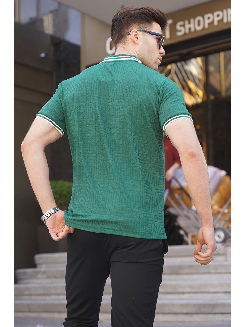 Koyu Yeşil Basic Regular Fit Erkek Polo Yaka Tişört 6100-1