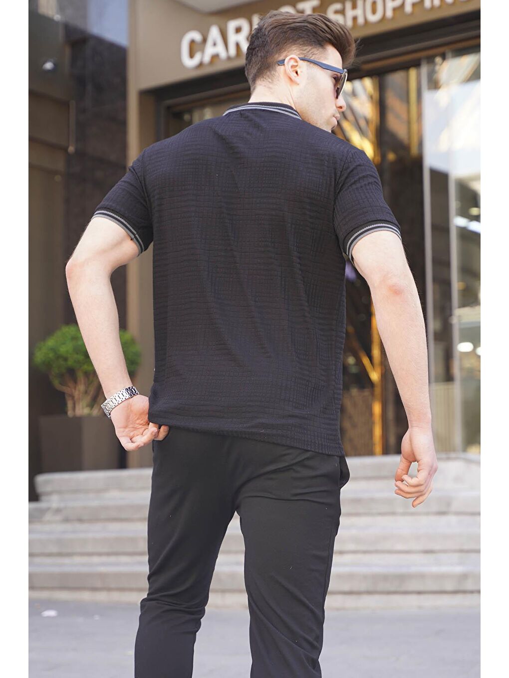 Siyah Basic Regular Fit Erkek Polo Yaka Tişört 6100-1