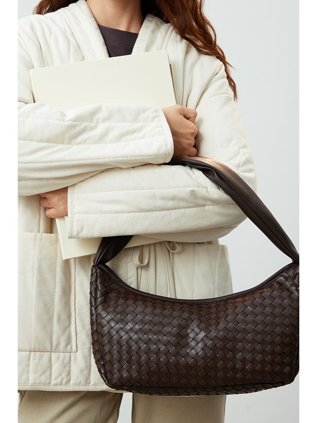 Kahverengi Frances Örgü Oval Çanta Acı Kahve-1