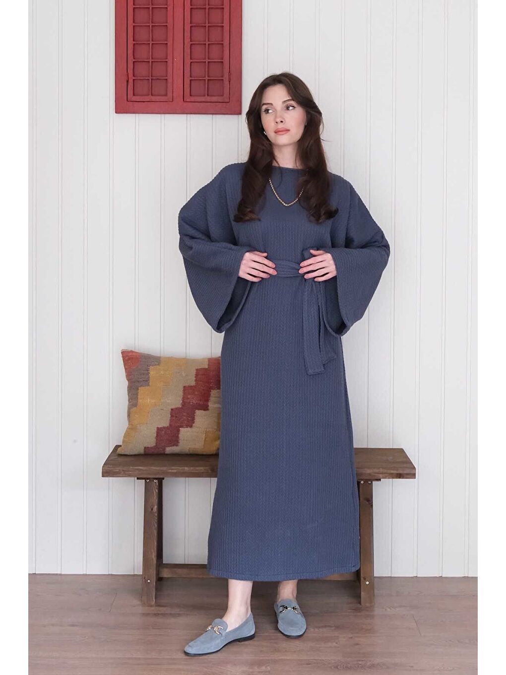 İndigo Triko Elbise-1