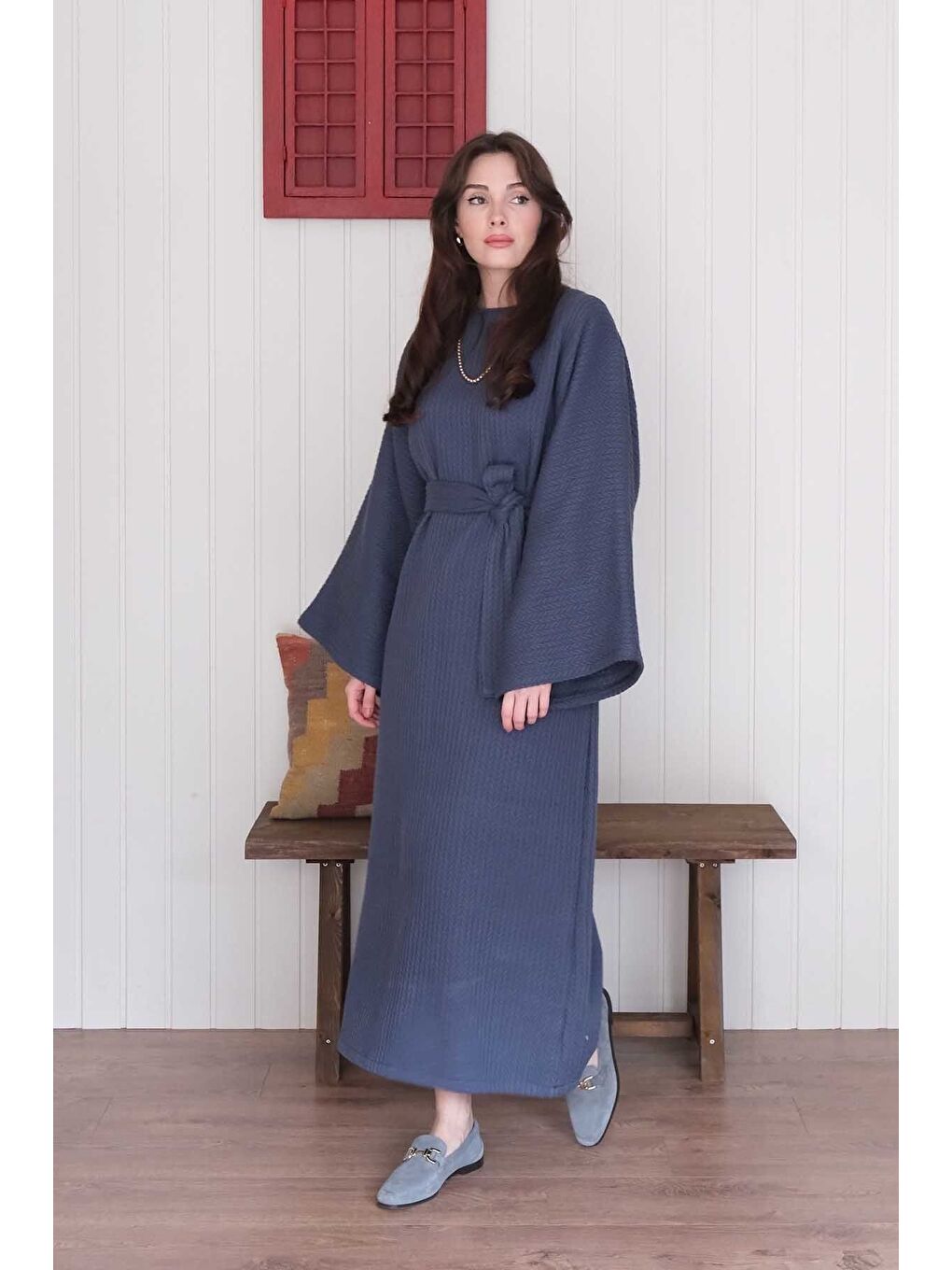 İndigo Triko Elbise-2