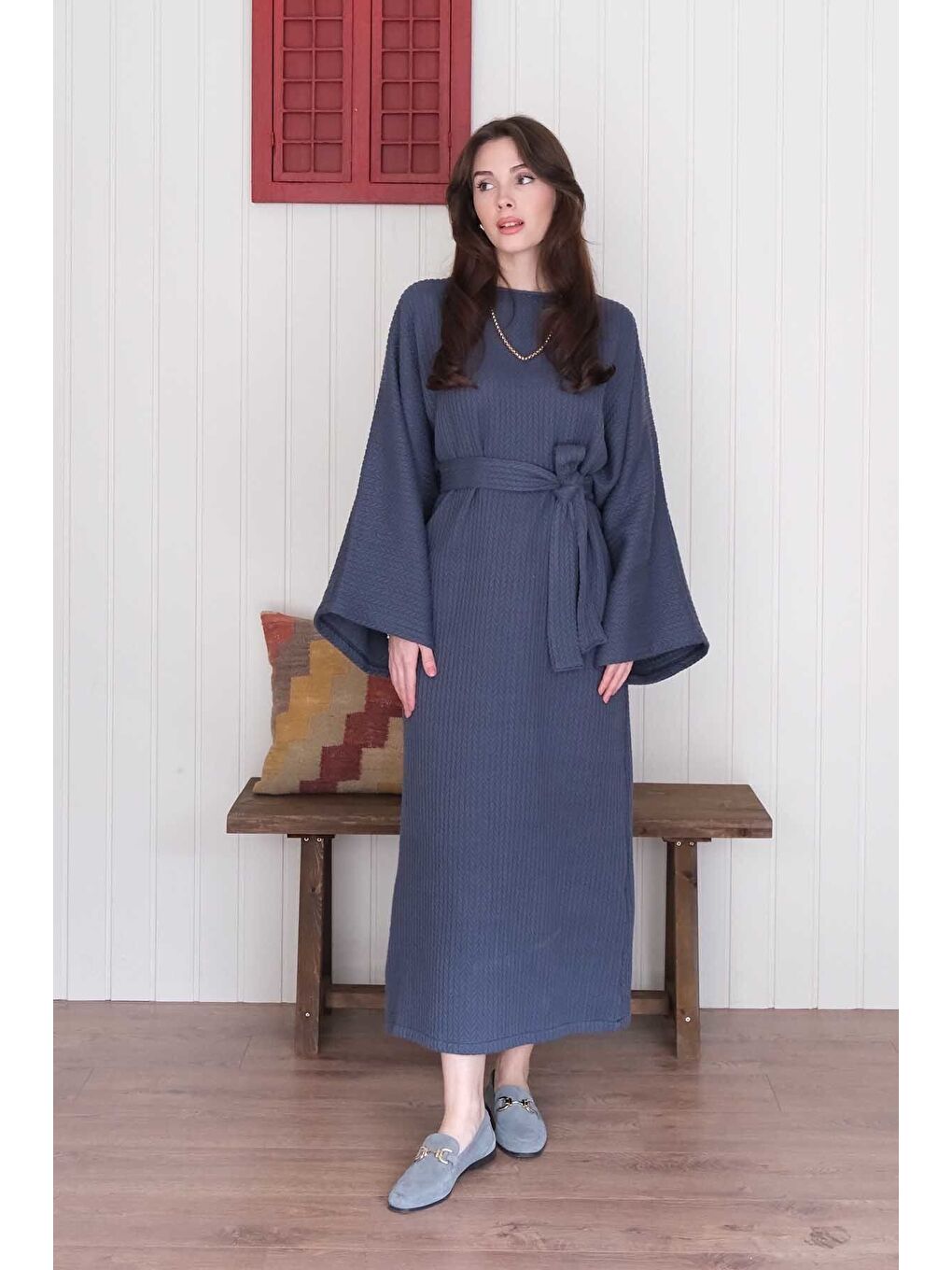 İndigo Triko Elbise-3