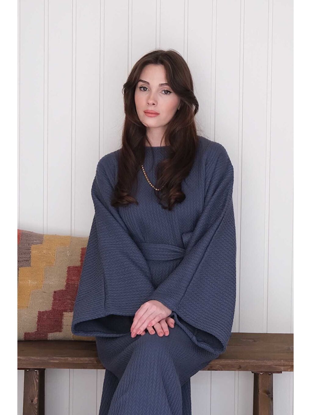 İndigo Triko Elbise-6