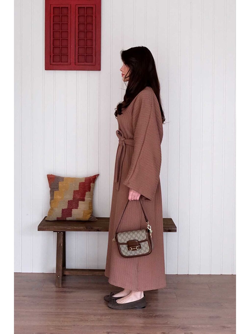 Kahverengi Acı Kahve Triko Elbise-7