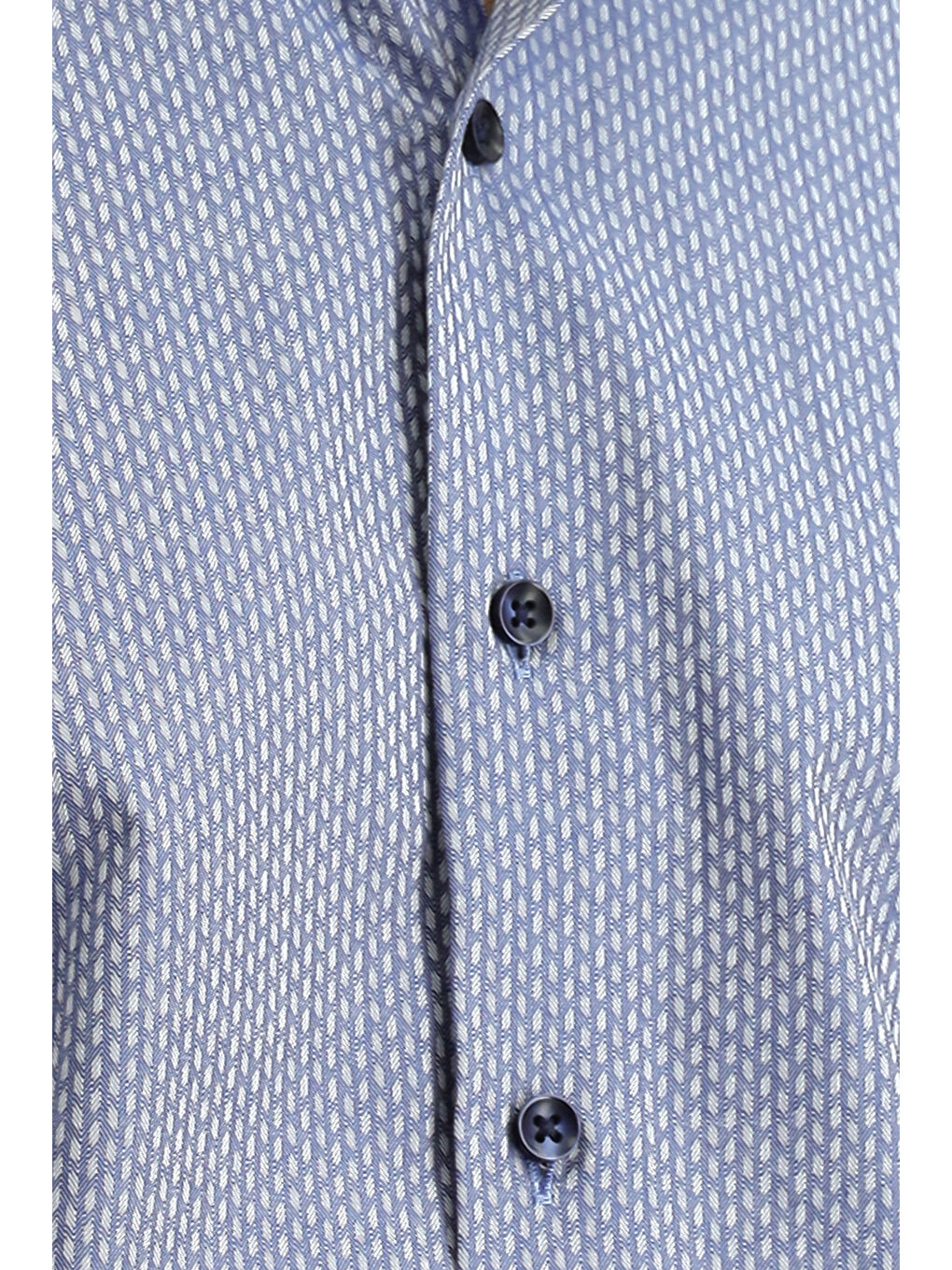 Mavi Uzun Kol Slim Fit Dar Kesim Klasik Desenli Pamuk Gömlek-5