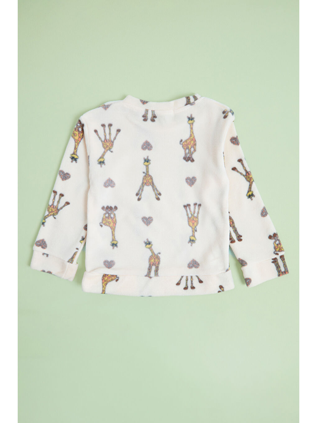 Sarı Ev Desenli Polar Unisex Çocuk Pijama Takımı-4