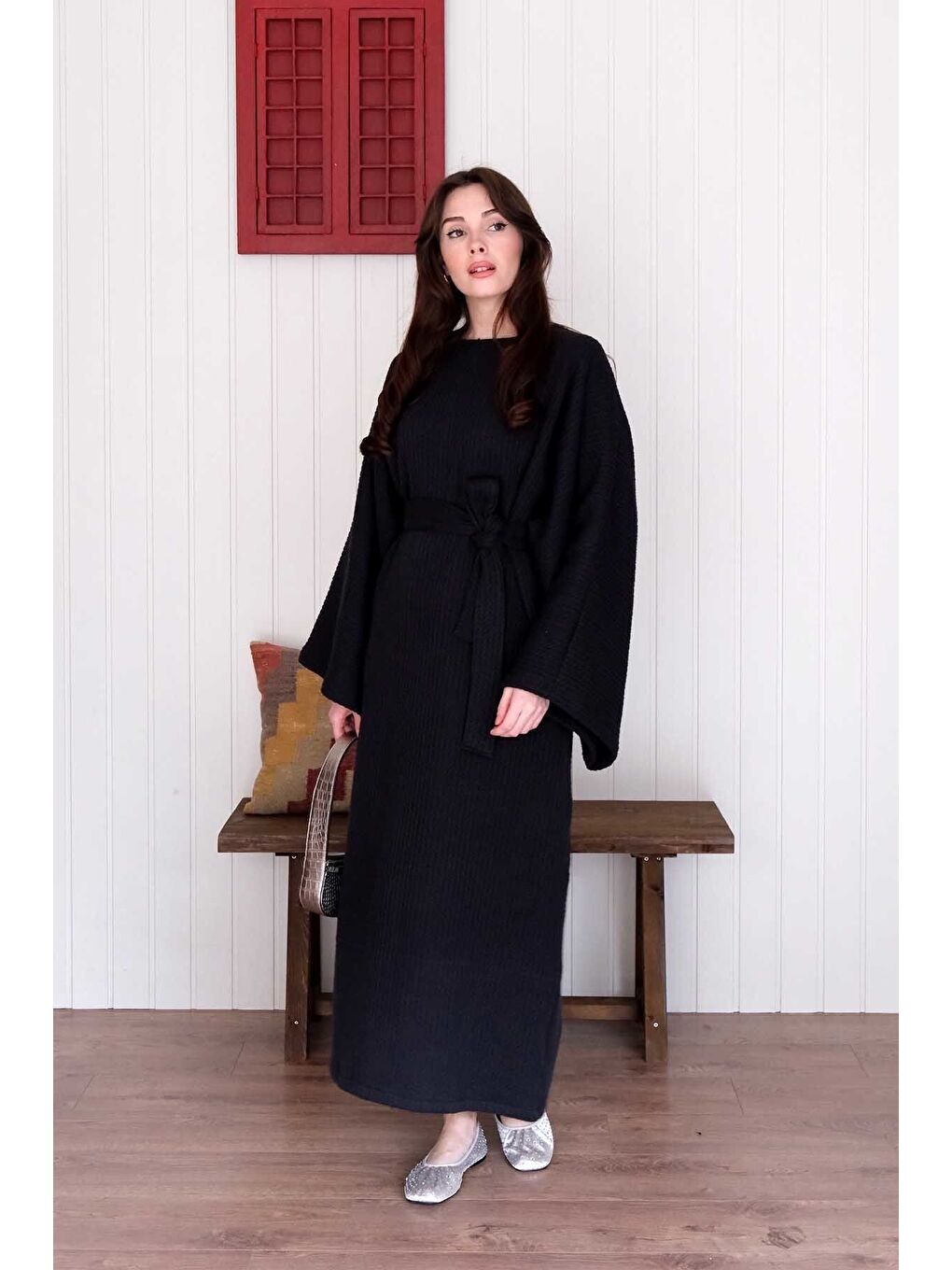 Siyah Triko Elbise-1