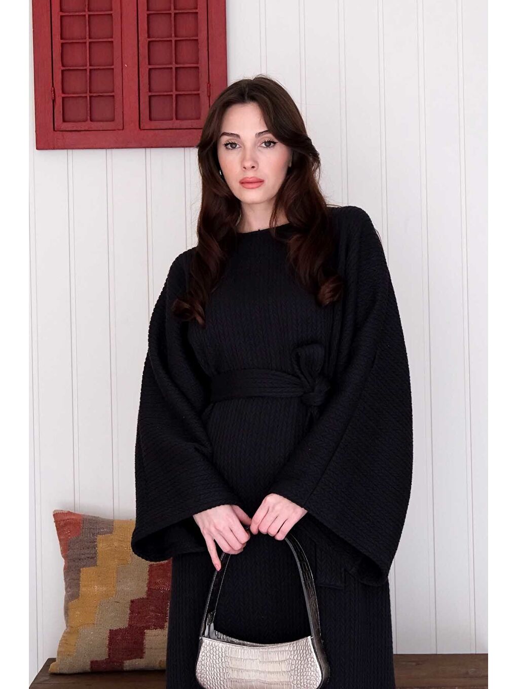 Siyah Triko Elbise-2