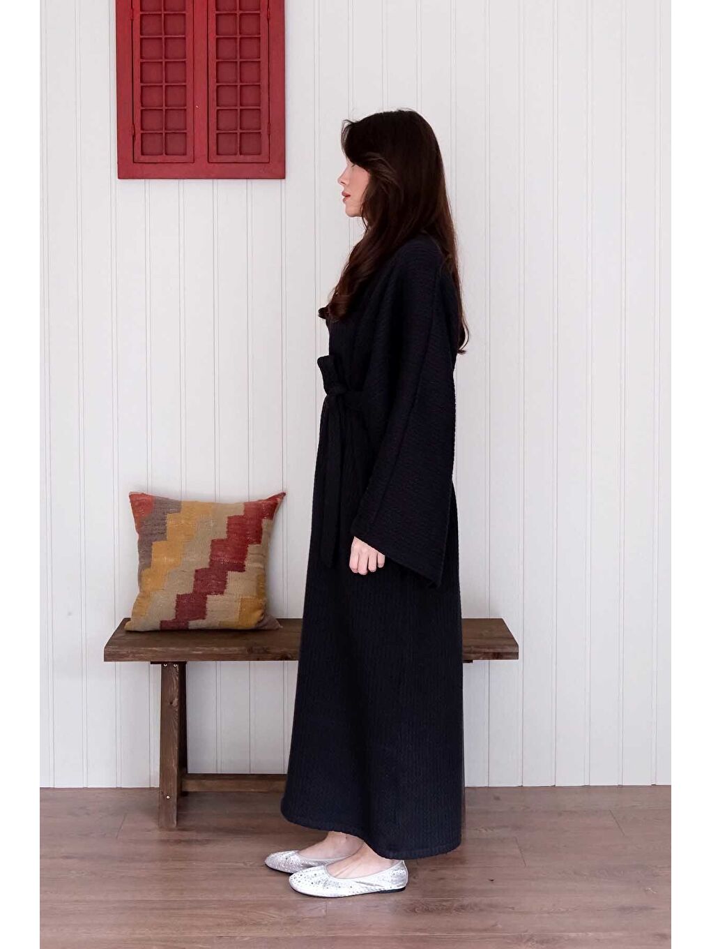 Siyah Triko Elbise-6