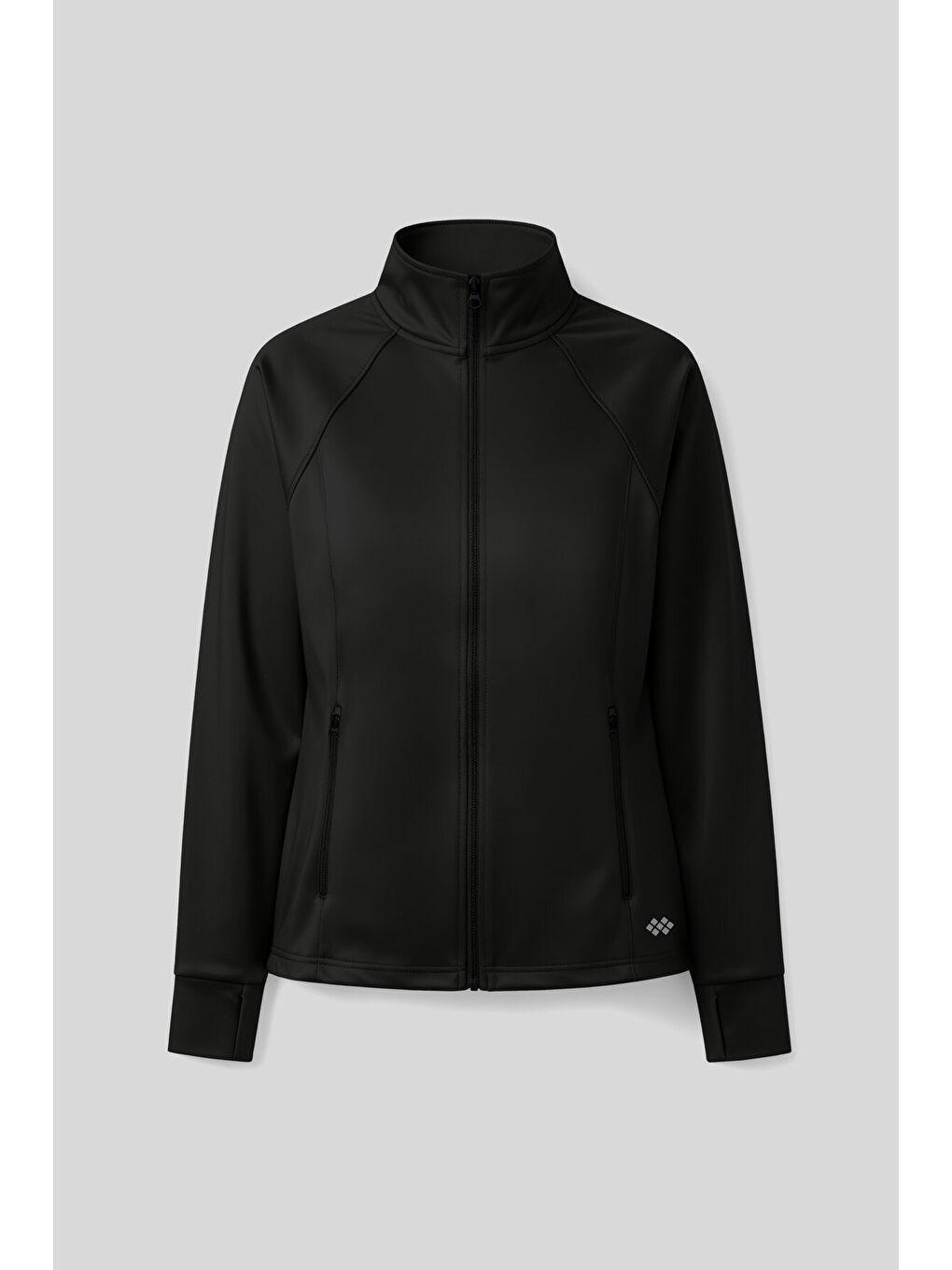 Siyah Fermuarlı Dik Yaka Basic Rahat Form Kadın Koşu Ceketi - 97310