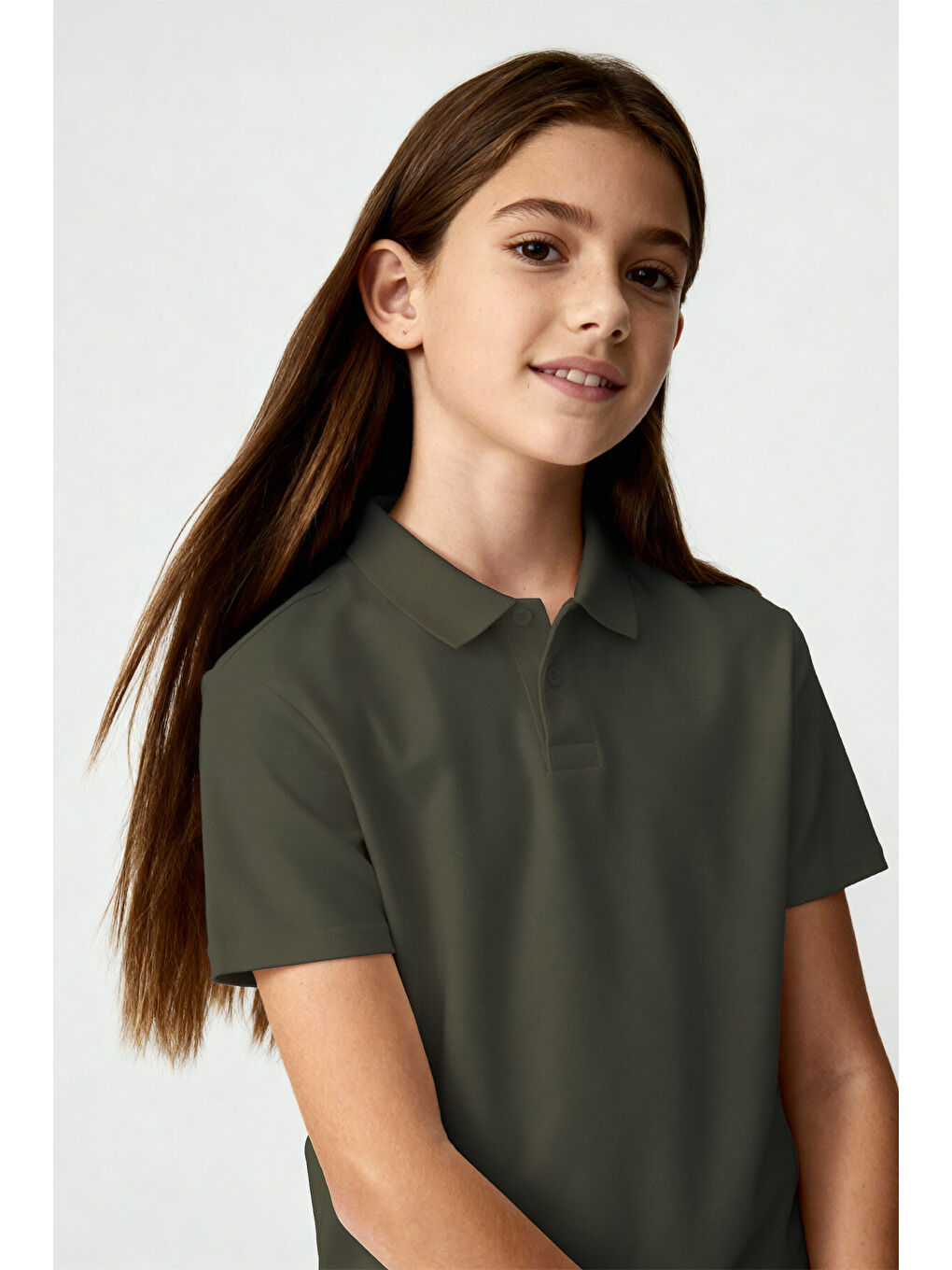 Standart Fit Basic Polo Yaka 3lü Paket Siyah-Haki-Ekru Unisex Çocuk T-Shirt - 11330-1