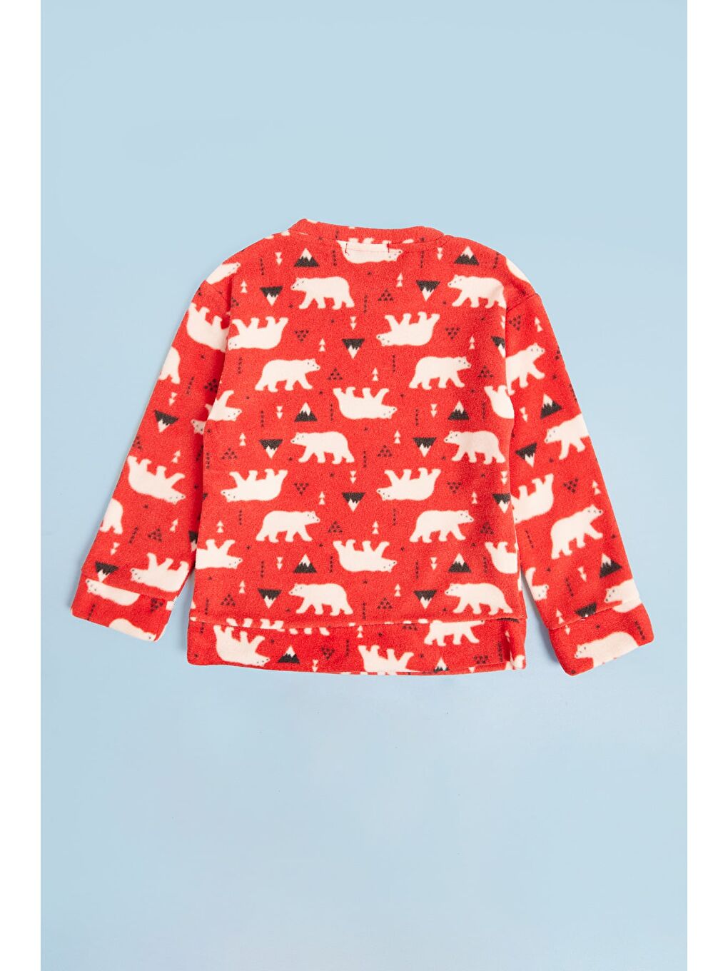 Kırmızı Ev Desenli Polar Unisex Çocuk Pijama Takımı-4