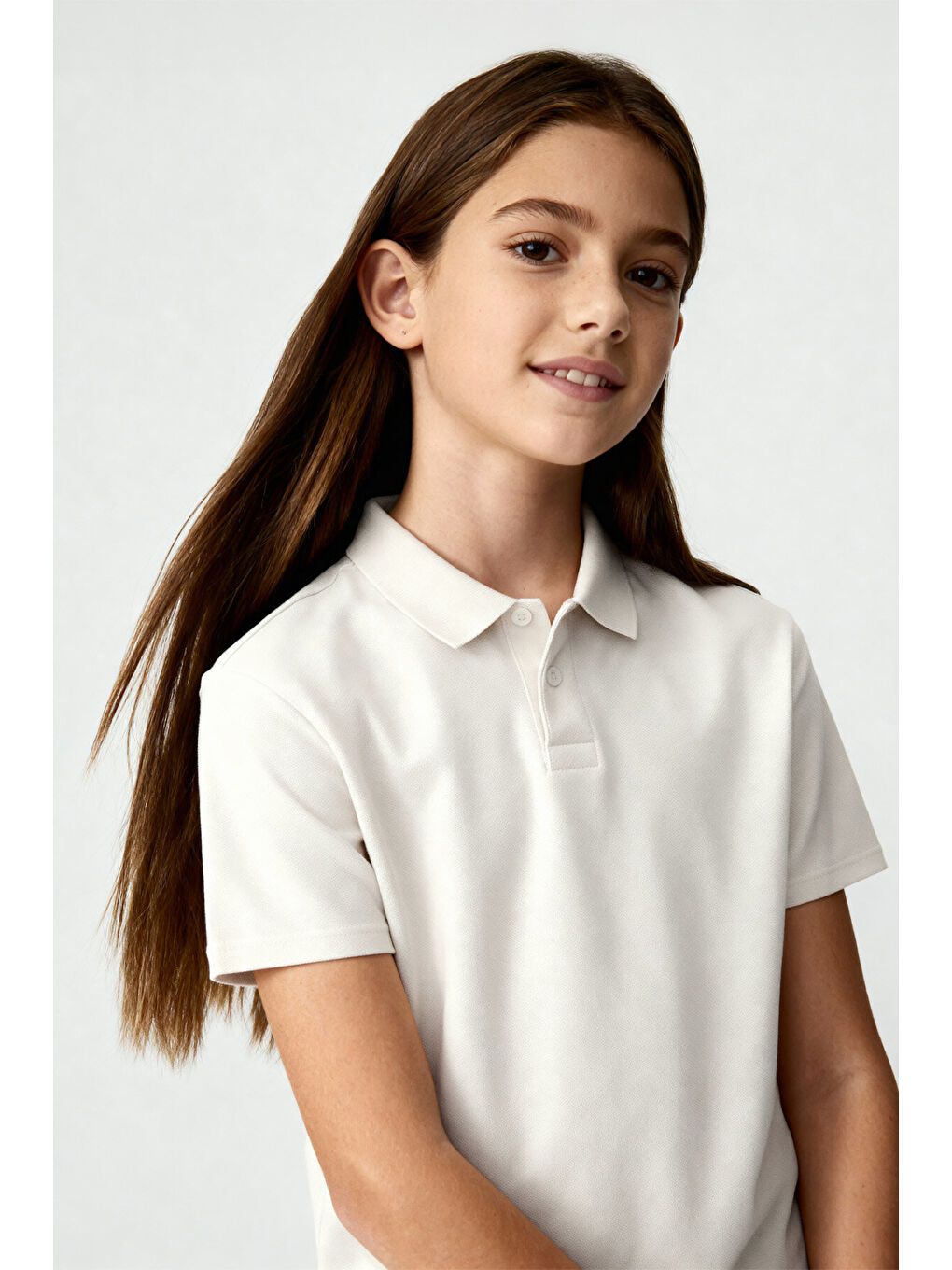 Standart Fit Basic Polo Yaka 3lü Paket Siyah-Haki-Ekru Unisex Çocuk T-Shirt - 11330-3