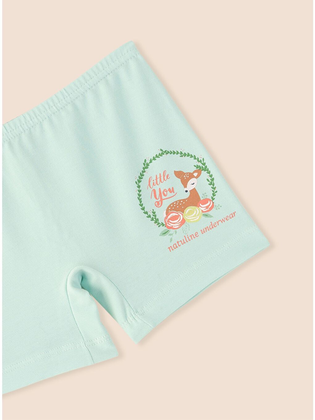 Ekru Kız Çocuk Organik Pamuklu Elastanlı Boxer Little You 3 lü Paket-2