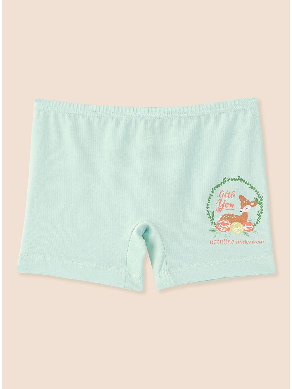 Ekru Kız Çocuk Organik Pamuklu Elastanlı Boxer Little You 3 lü Paket-3