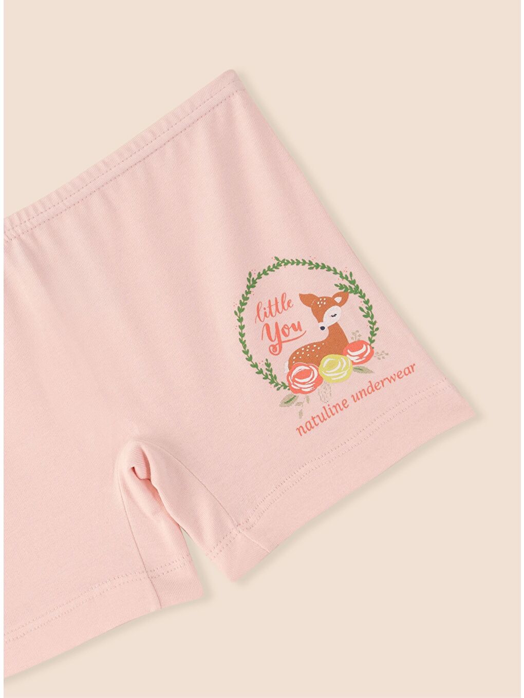 Ekru Kız Çocuk Organik Pamuklu Elastanlı Boxer Little You 3 lü Paket-4