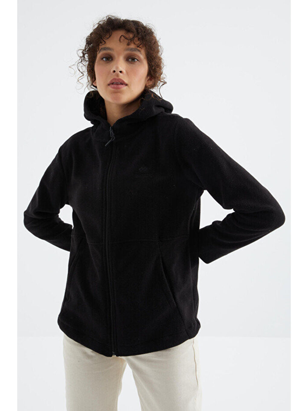 Rahat Form Kapüşonlu 2li Paket Siyah-Koyu Bej Kadın Polar Sweatshirt - 97233-2