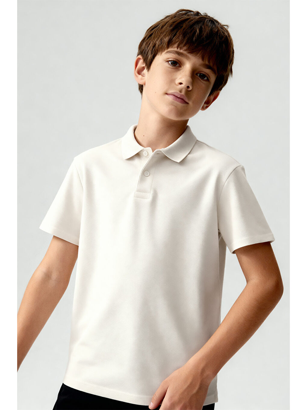 Standart Fit Basic Polo Yaka 3lü Paket Lacivert-Ekru-Açık Mavi Unisex Çocuk T-Shirt - 11330-3