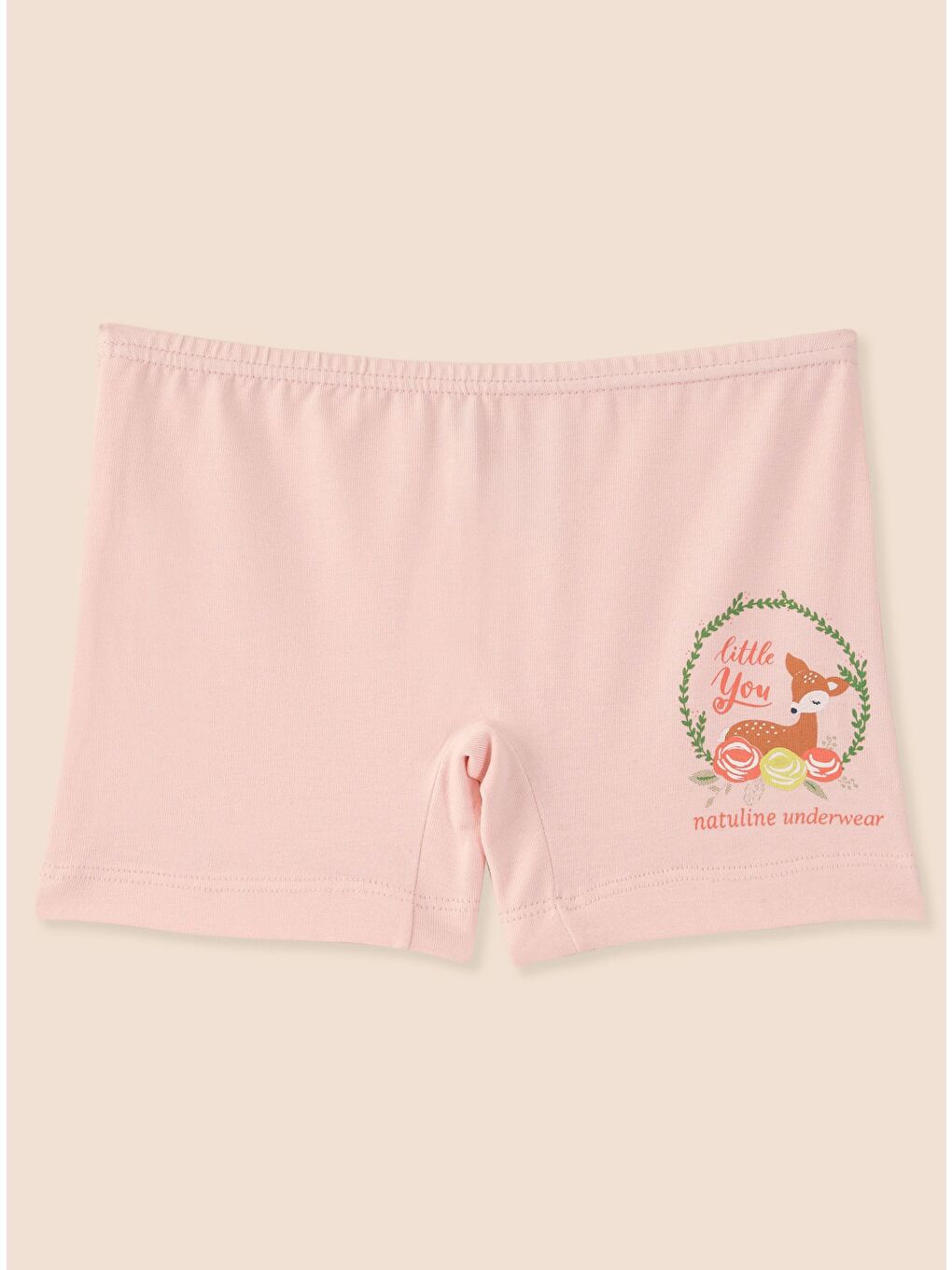 Ekru Kız Çocuk Organik Pamuklu Elastanlı Boxer Little You 3 lü Paket-5