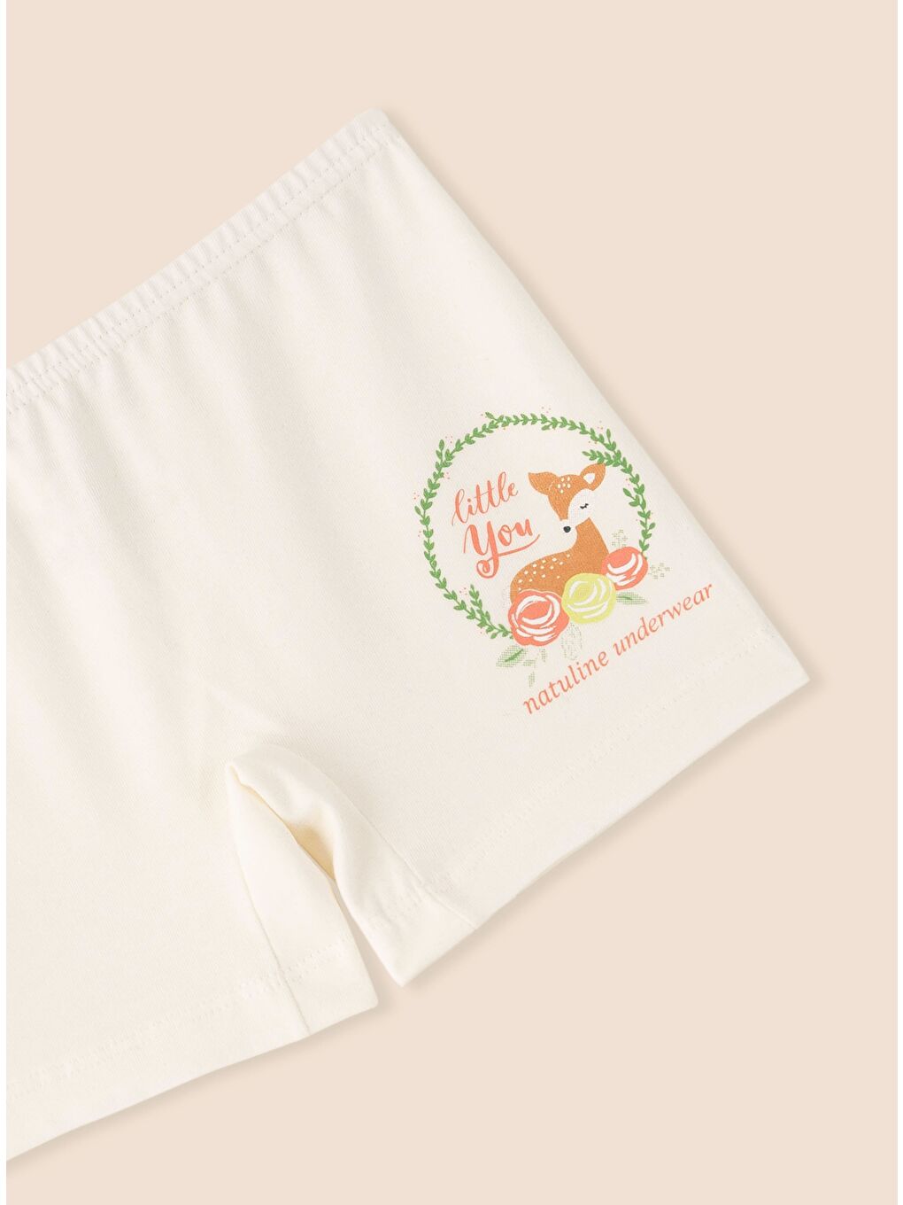 Ekru Kız Çocuk Organik Pamuklu Elastanlı Boxer Little You 3 lü Paket-6