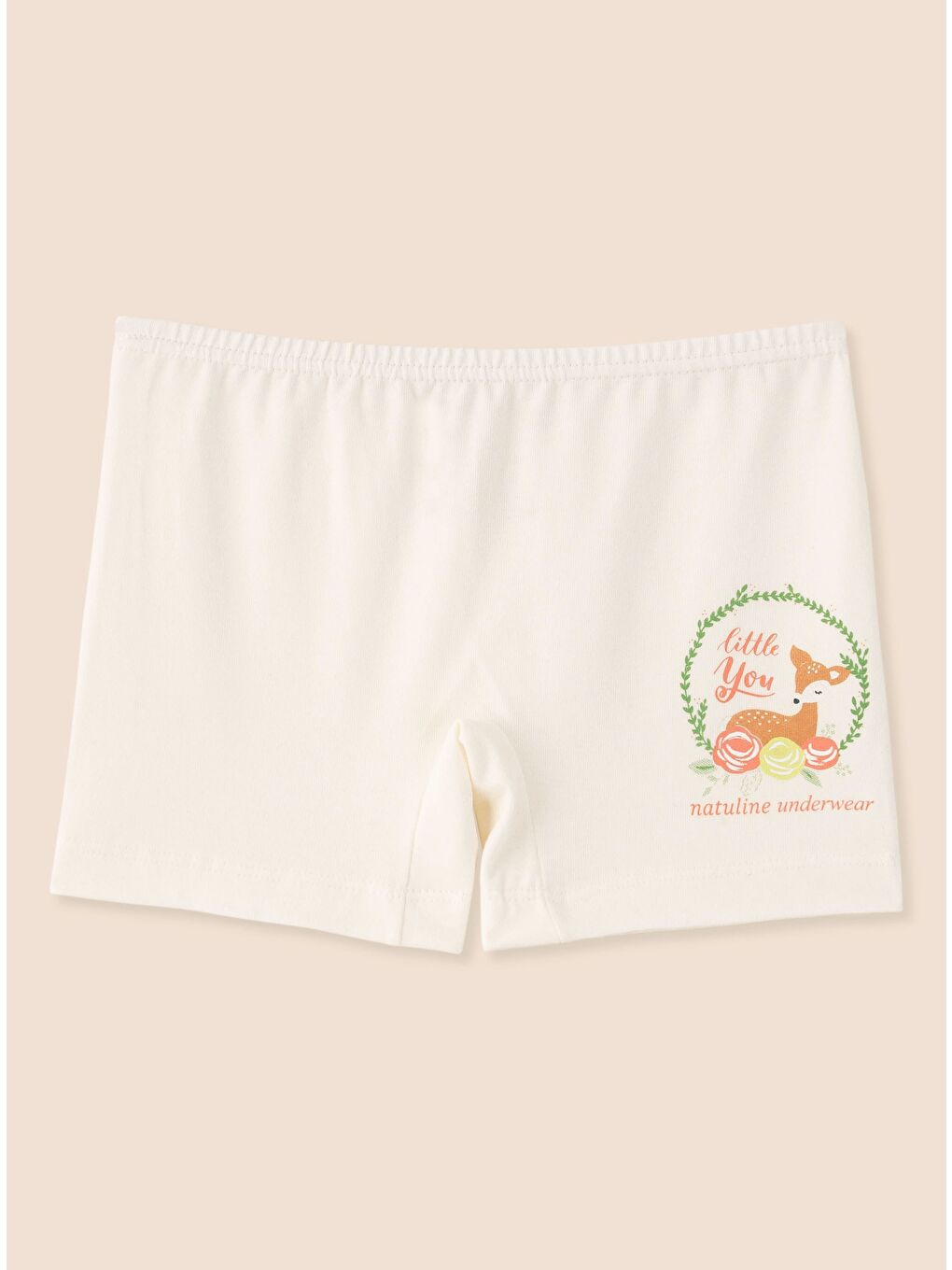 Ekru Kız Çocuk Organik Pamuklu Elastanlı Boxer Little You 3 lü Paket-7