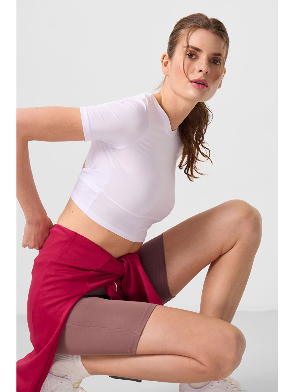 Slim Fit 3lü Paket Siyah-Çağla-Gül Kurusu Kadın Kısa Biker Tayt - 91007-1