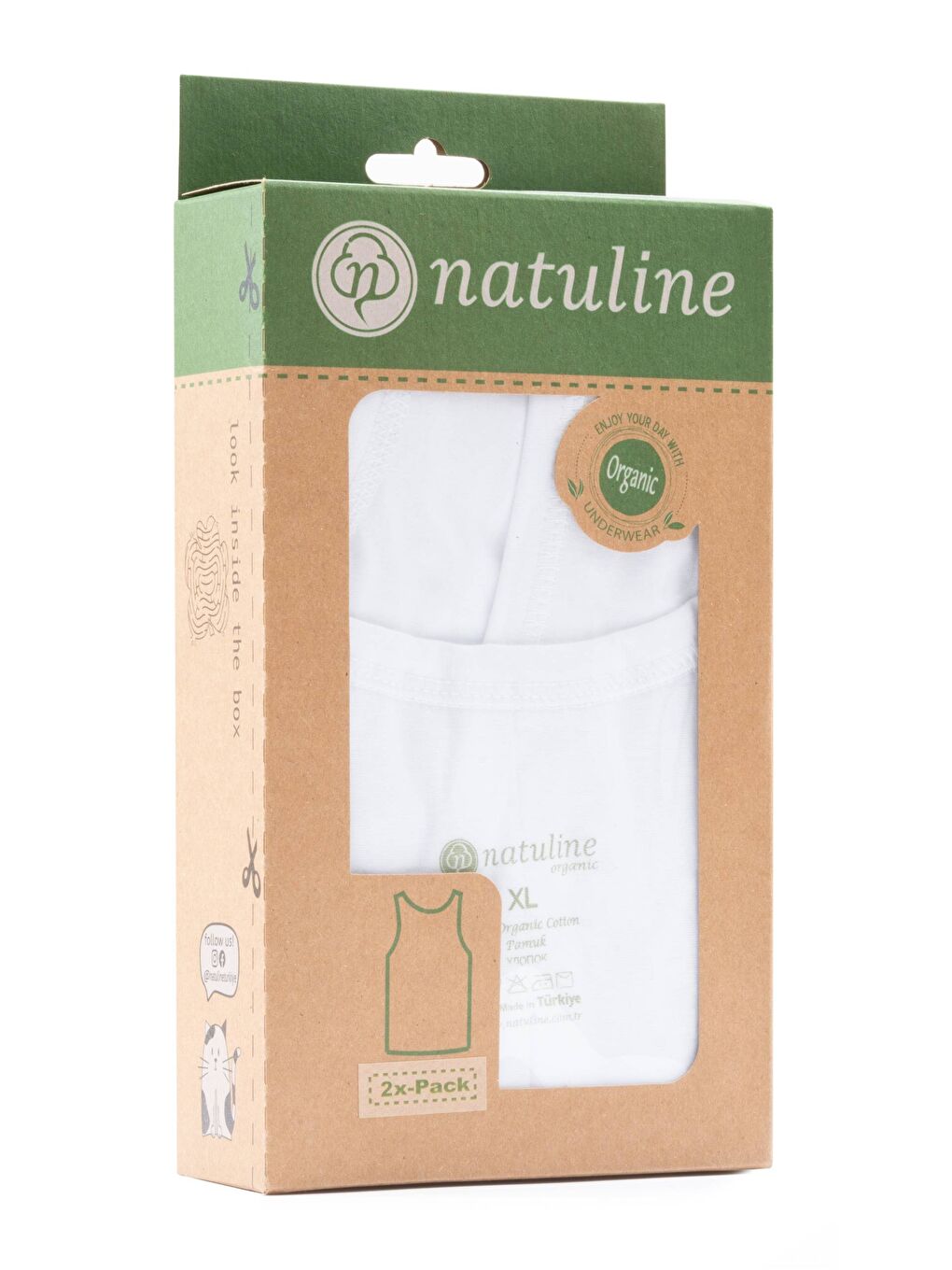 Beyaz Erkek Organik Pamuklu Penye Ribana %100 Pamuk Atlet 2'li Paket-4