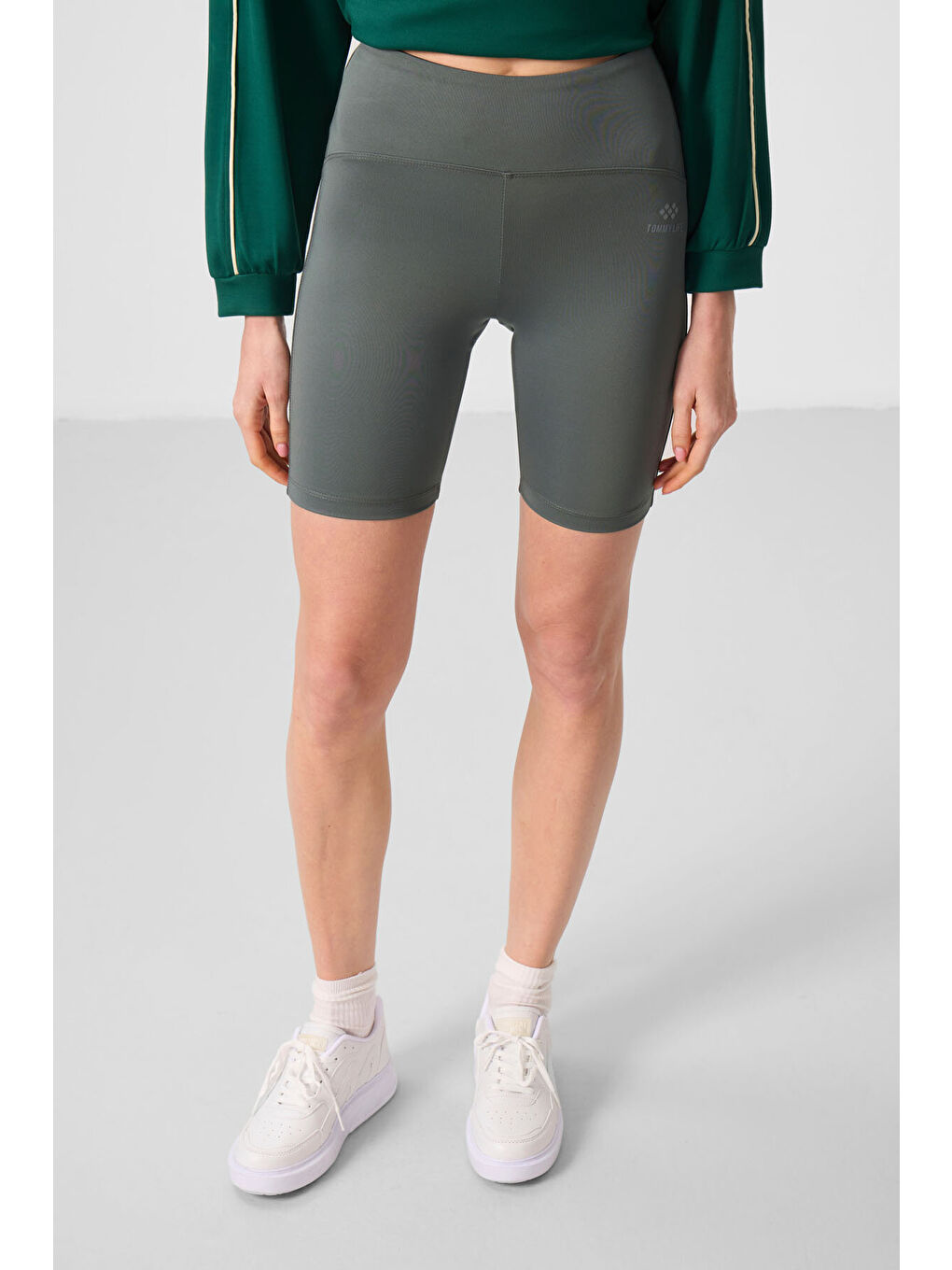 Slim Fit 3lü Paket Siyah-Çağla-Gül Kurusu Kadın Kısa Biker Tayt - 91007-2