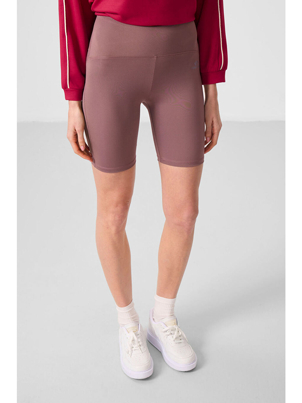 Slim Fit 3lü Paket Siyah-Çağla-Gül Kurusu Kadın Kısa Biker Tayt - 91007-4