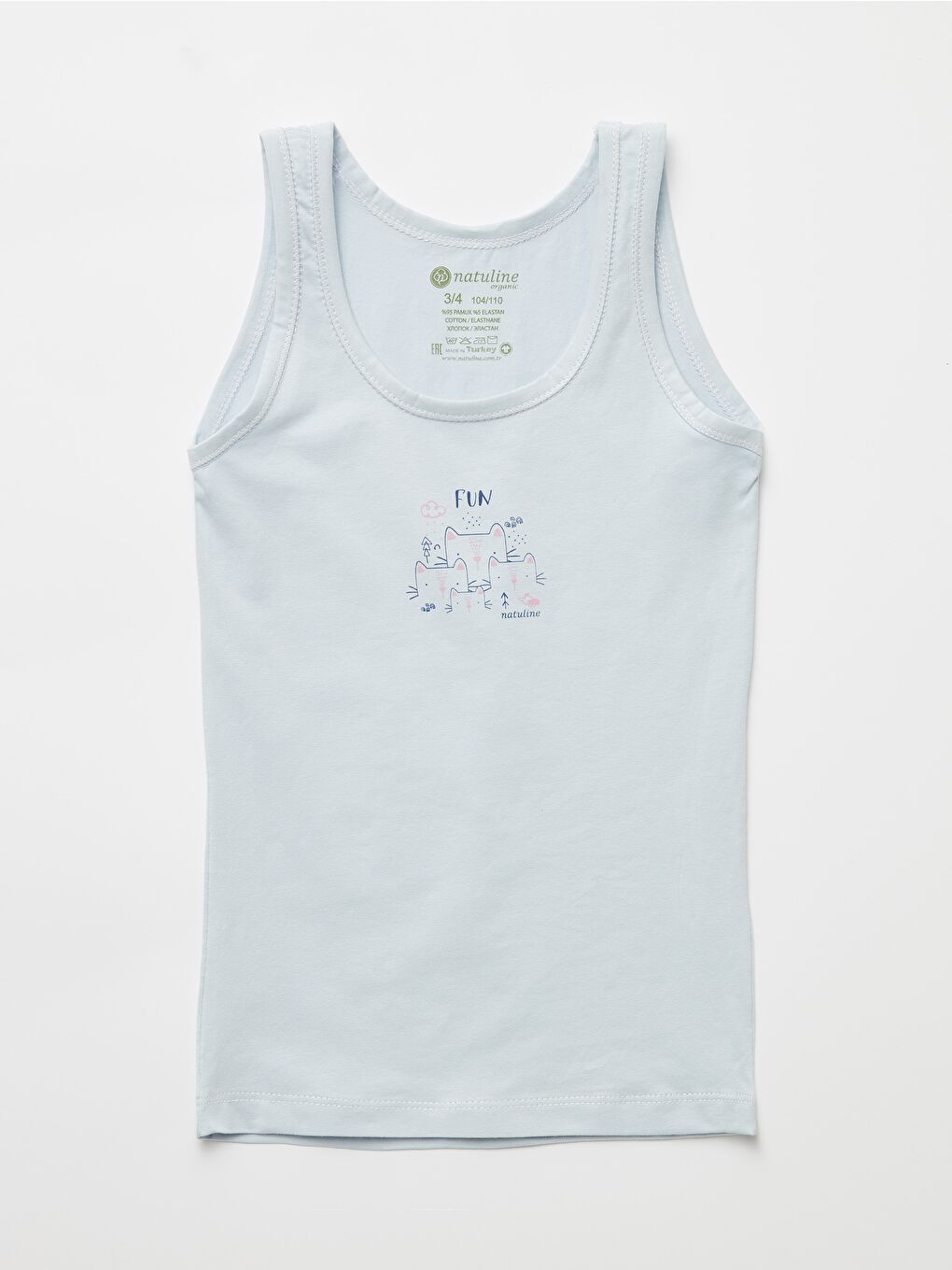 Mavi Kız Çocuk Organik Pamuklu Elastanlı Atlet Fun 2 li Paket-2