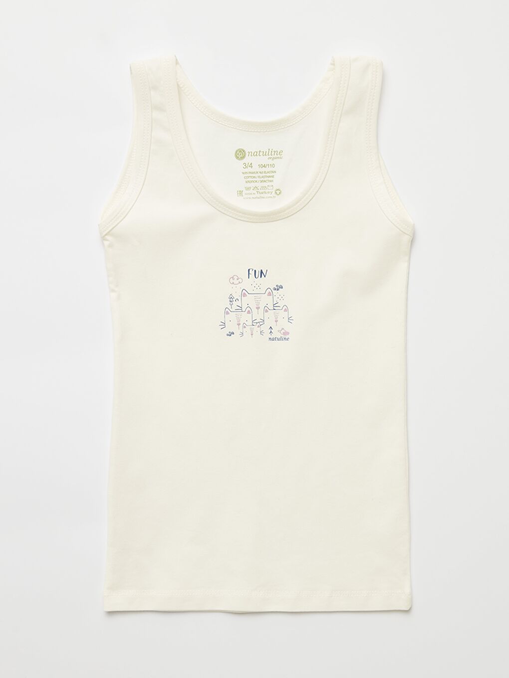 Mavi Kız Çocuk Organik Pamuklu Elastanlı Atlet Fun 2 li Paket-4