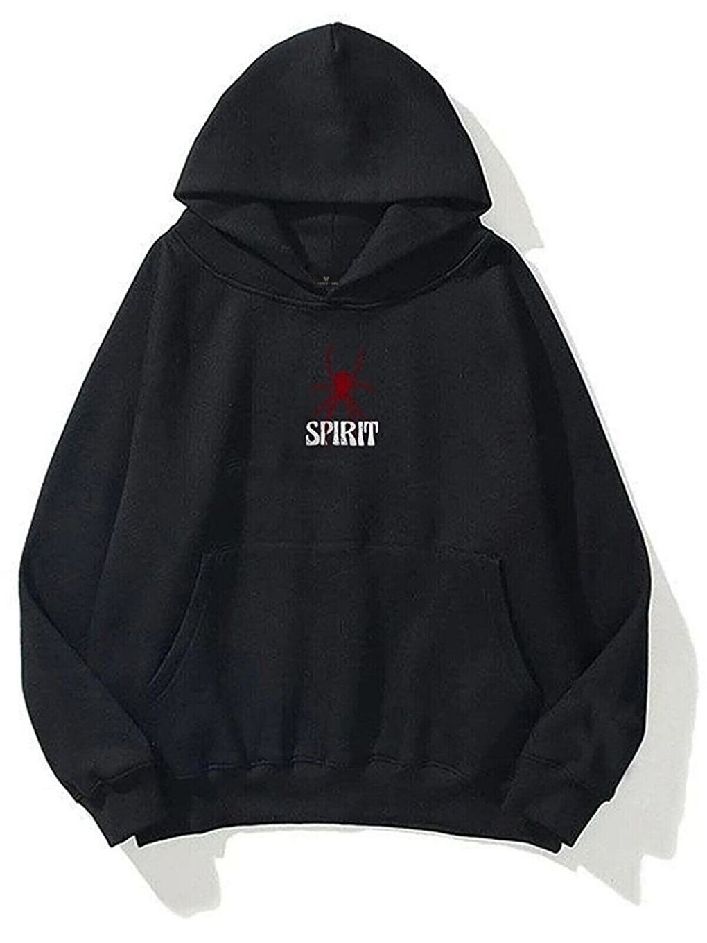 Kadın 3 İplik Siyah Ve Beyaz Spirit Baskılı Kapüşonlu Sweatshirt Hoodie 2 Li-2