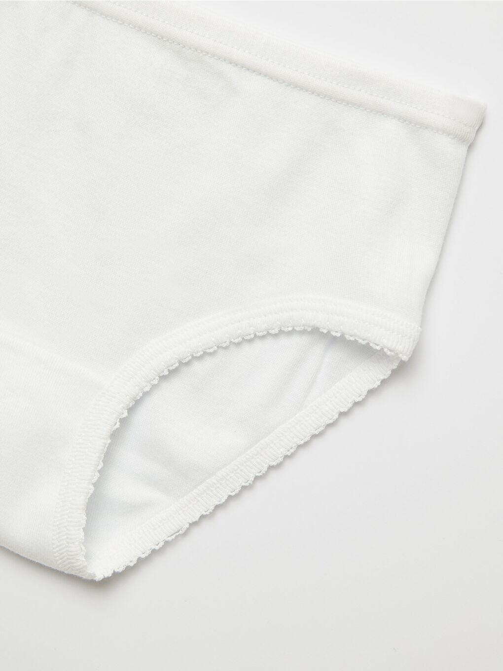 Beyaz Kız Çocuk Organik Pamuklu Ribana Kroşatalı Külot 3'lü Paket-1