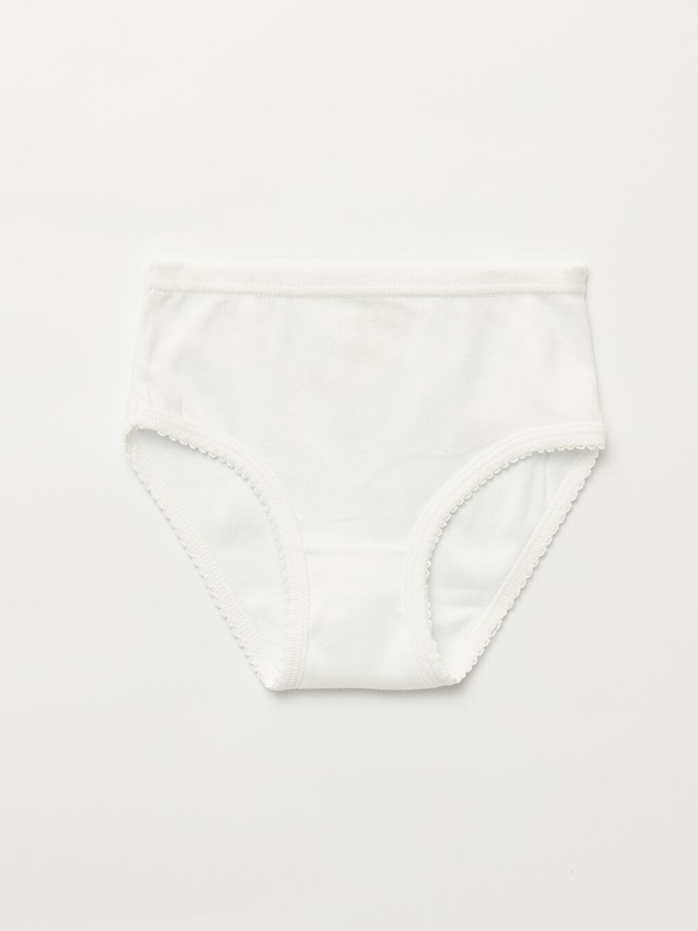 Beyaz Kız Çocuk Organik Pamuklu Ribana Kroşatalı Külot 3'lü Paket-2