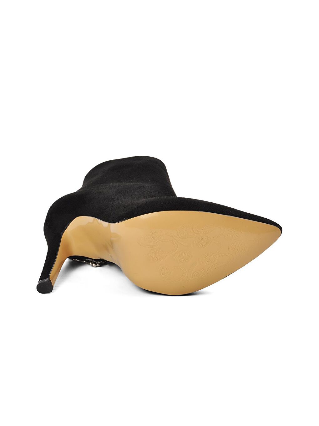 K1041 Siyah Süet İçi Polarlı Kadın Topuklu Bot-4