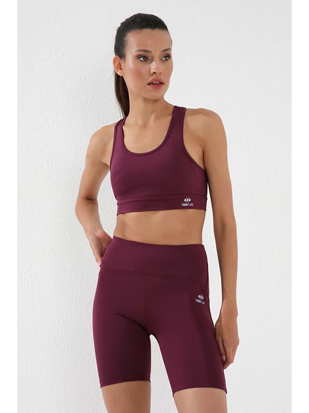 Slim Fit 3lü Paket Siyah-İndigo-Bordo Kadın Kısa Biker Tayt - 91007-2