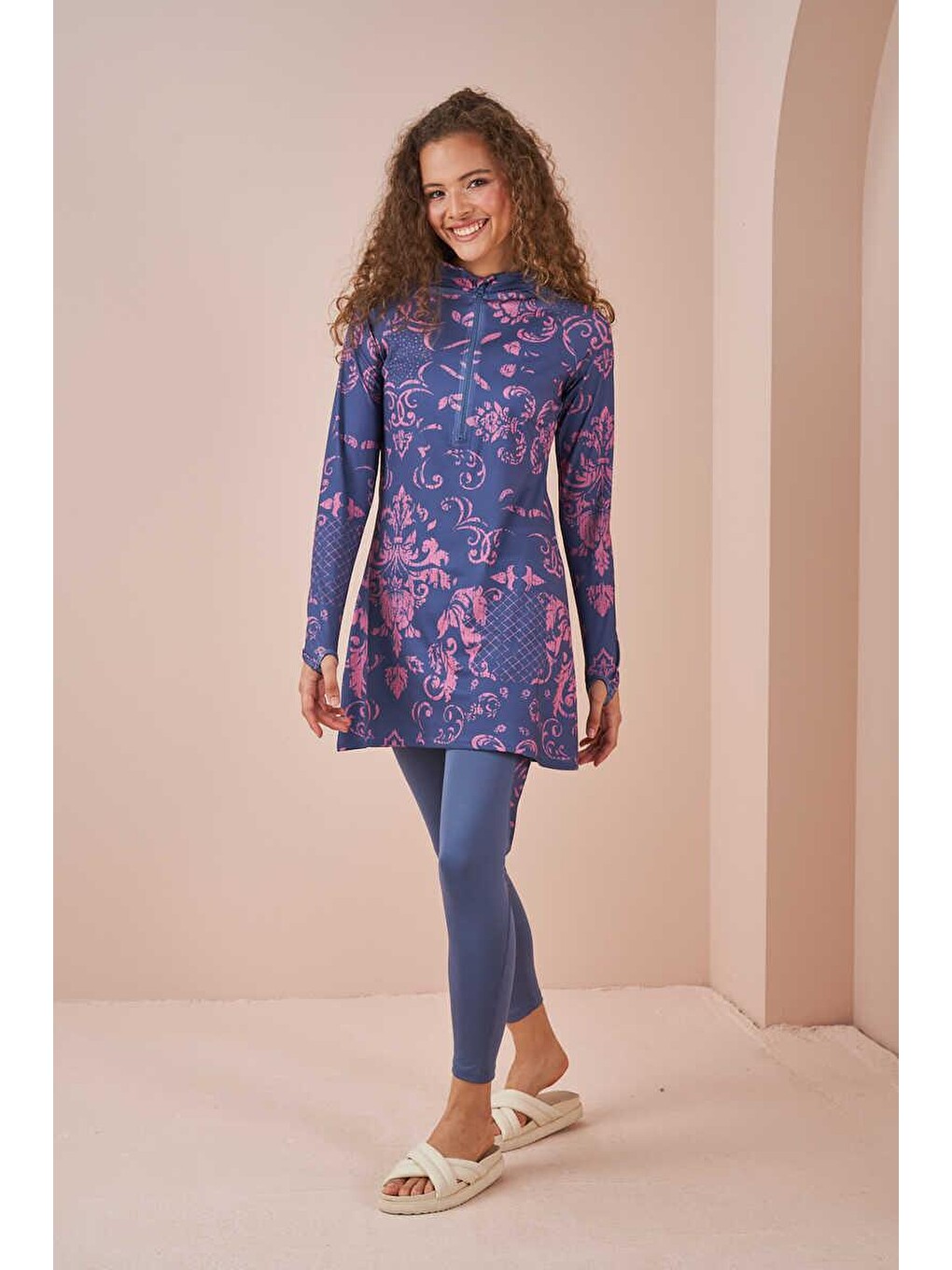 Çini Performans Tesettür Mayo Takımı İndigo-3