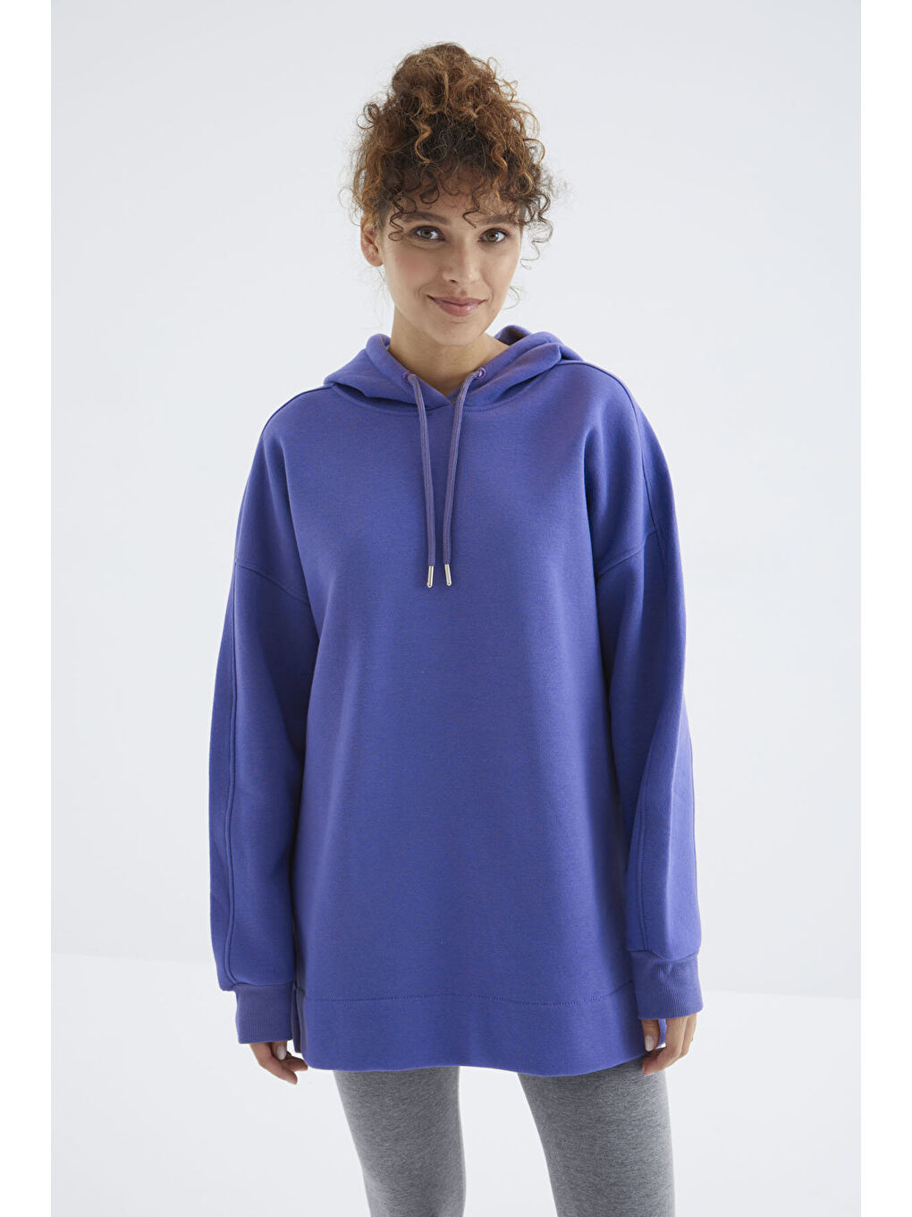 Oversize Kapüşonlu 2li Paket Siyah-Eflatun Kadın Tunik Sweatshirt - 97242-3