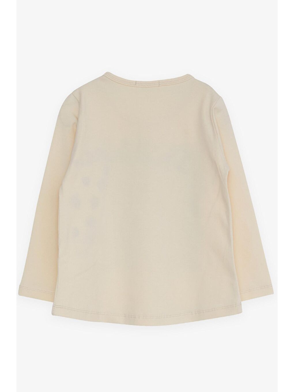 Ekru Kız Çocuk Uzun Kollu Tişört Pullu Kız Baskılı Krem (3-6 Yaş)-1