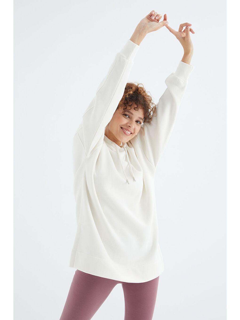 Oversize Kapüşonlu 2li Paket Ekru-Kahverengi Kadın Tunik Sweatshirt - 97242-2