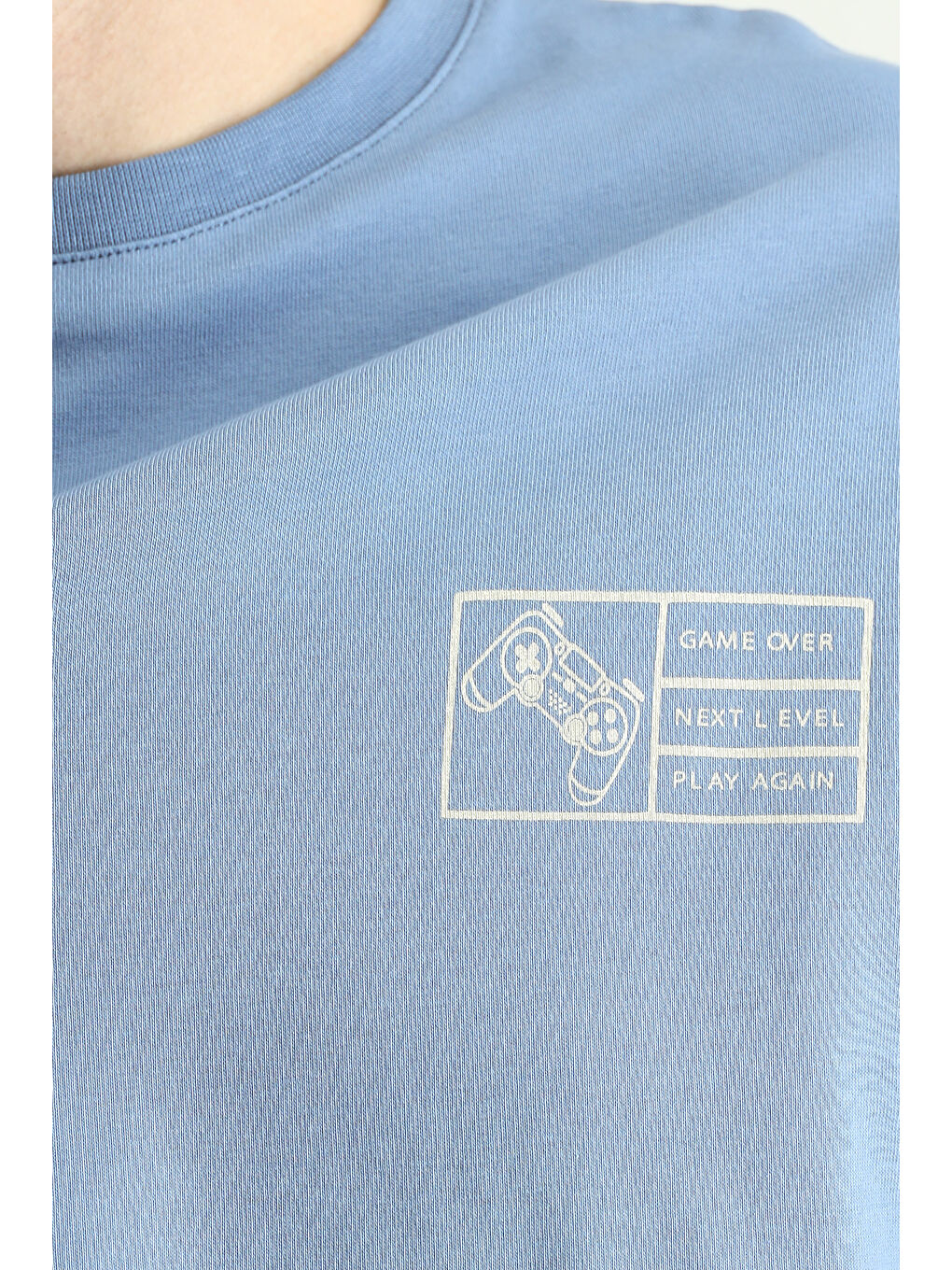 Mavi Bisiklet Yaka Oversize Baskılı Süprem Pamuk Tişört-5