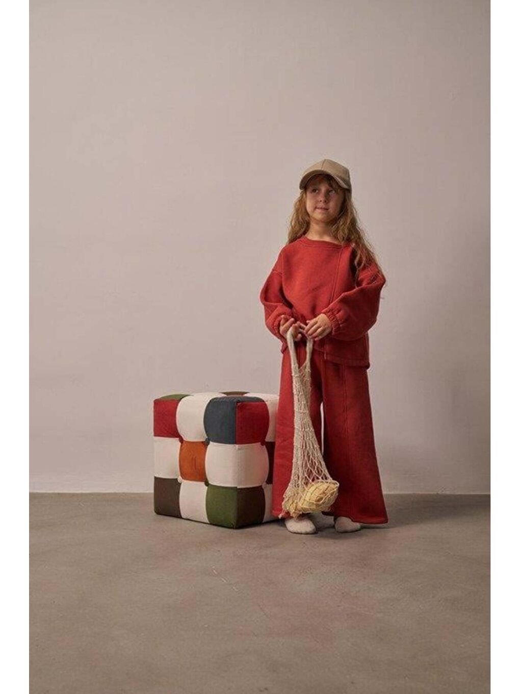 Kahverengi Kiremit Omuz Nakışlı Asimetrik Detaylı Alt Üst Takım-1