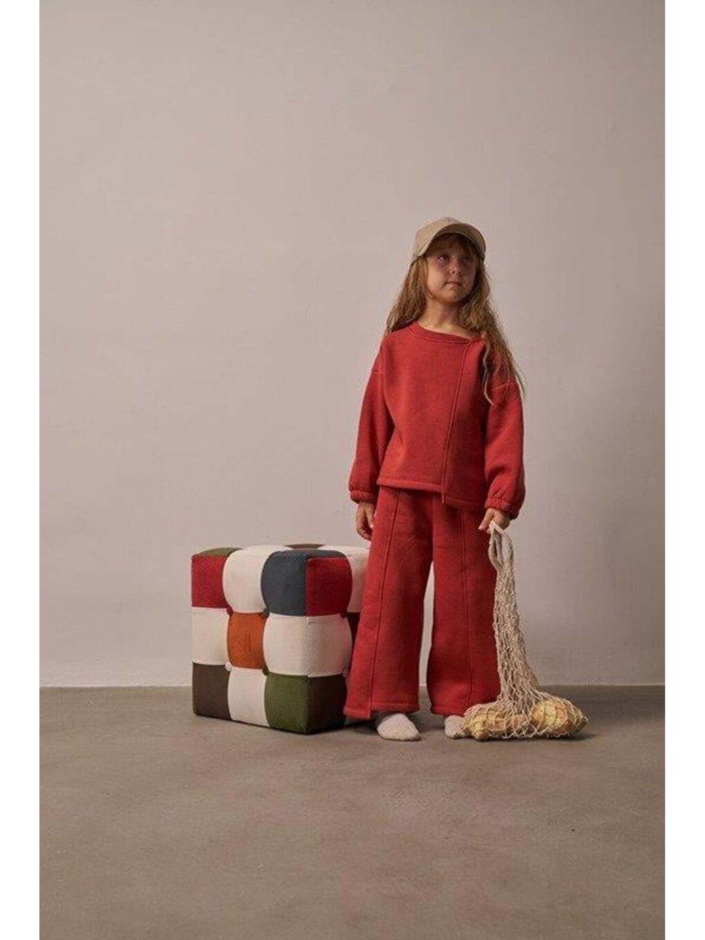 Kahverengi Kiremit Omuz Nakışlı Asimetrik Detaylı Alt Üst Takım-4